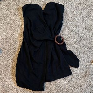 NWT Free People Strapless Cotton Line Blend Belted/Wrap Mini Dress Size 0